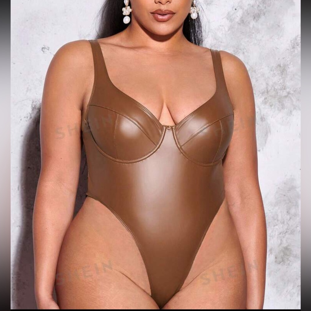 Plus Size Pleather bodysuits